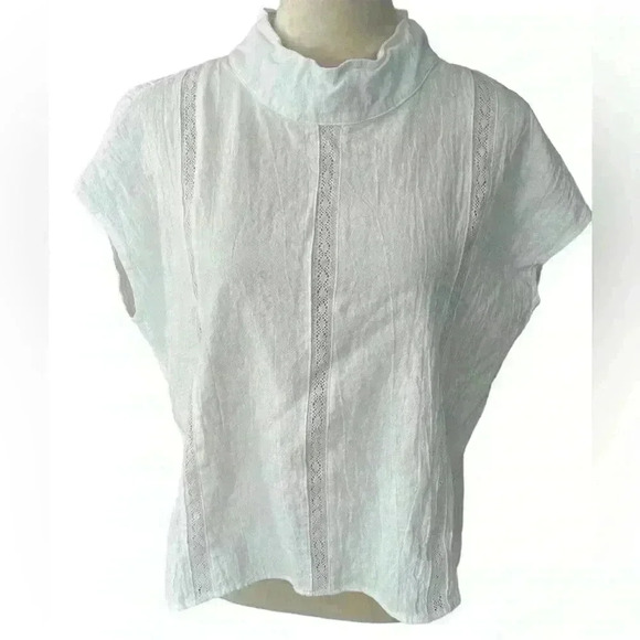 Women’s XL White Top Collar Polyester Lace Pearl Buttons on back - Picture 1 of 8
